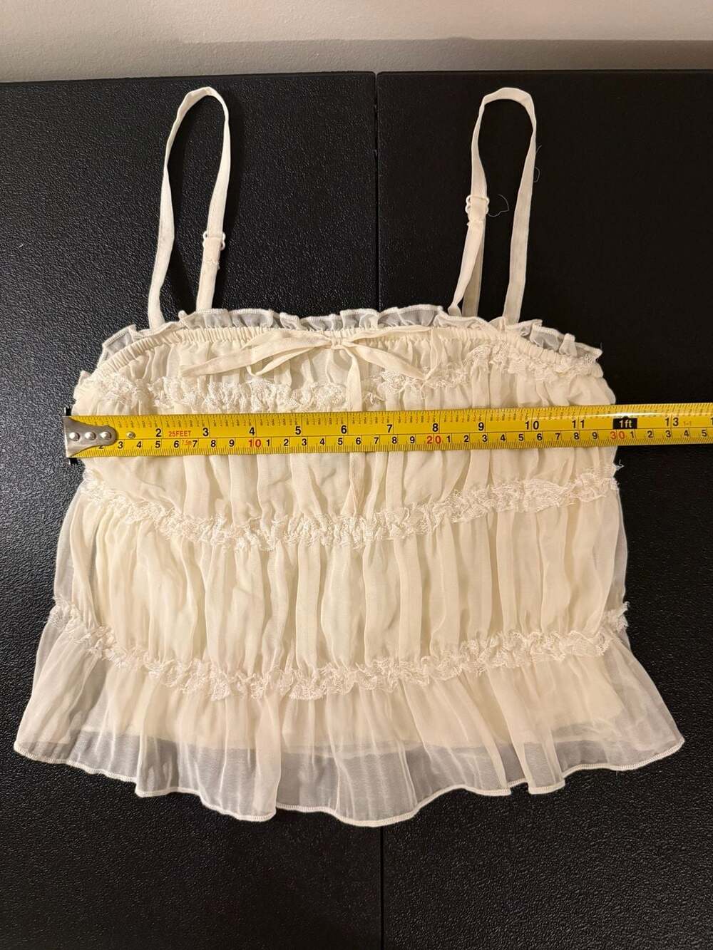 Thirty Thirty L/A Cream Ruffled Chiffon Crop Top and Maxi Skirt Two-Piece Set - Picture 7 of 8
